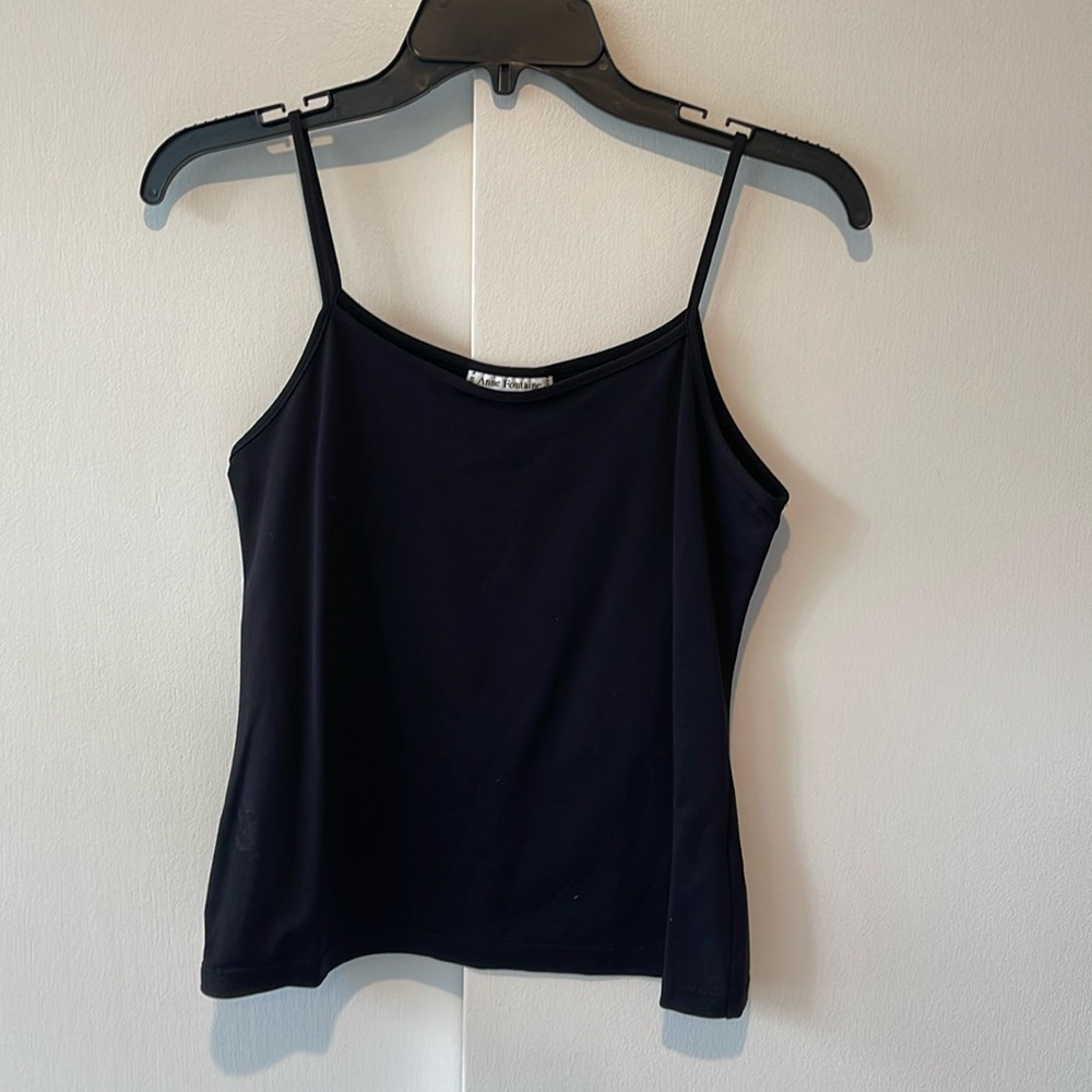 Anne Fontaine Cintia Black Strech Thin Strap Camisole Tank Top. French size 3.